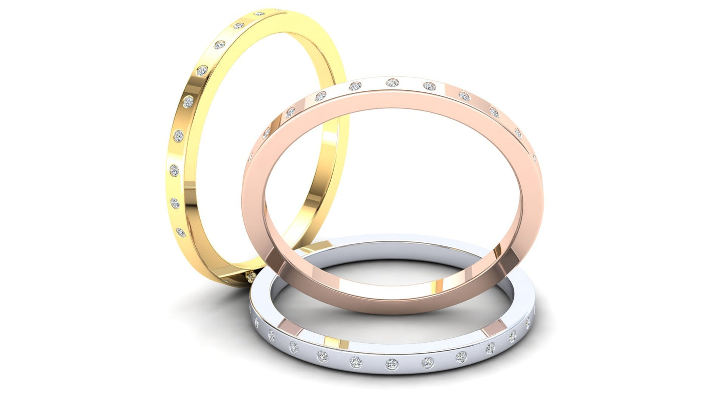 Petunia Eternity Ring: 9ct Rose Gold with White Stones
