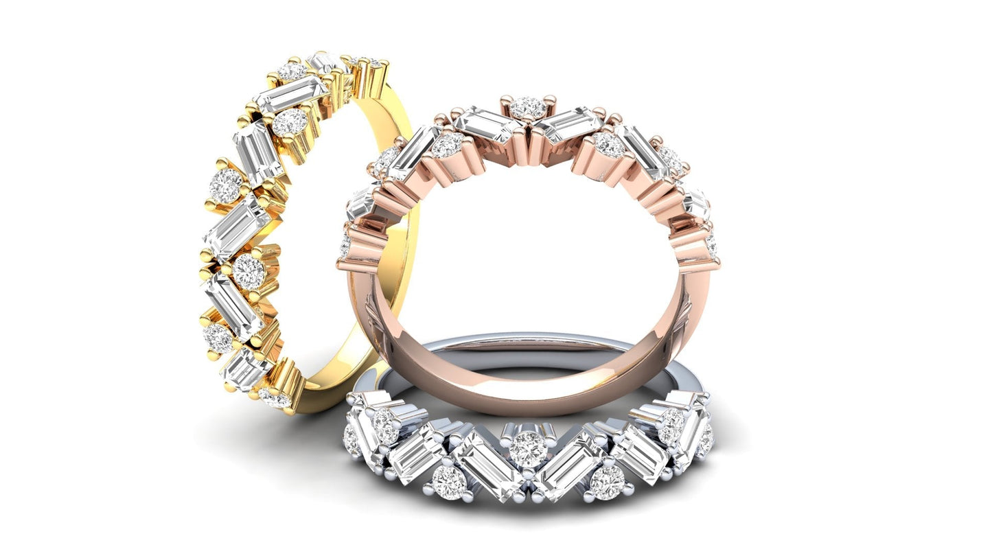 Lily Eternity Ring: 9ct Yellow Gold with White Stones