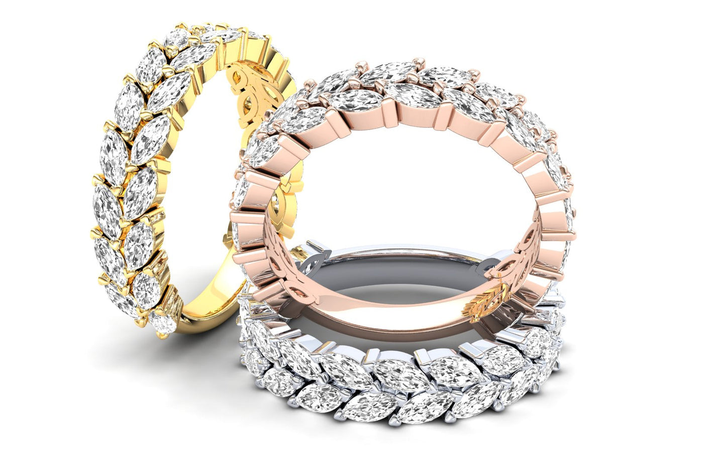 Tulip Eternity Ring: 9ct Yellow Gold with White Stones