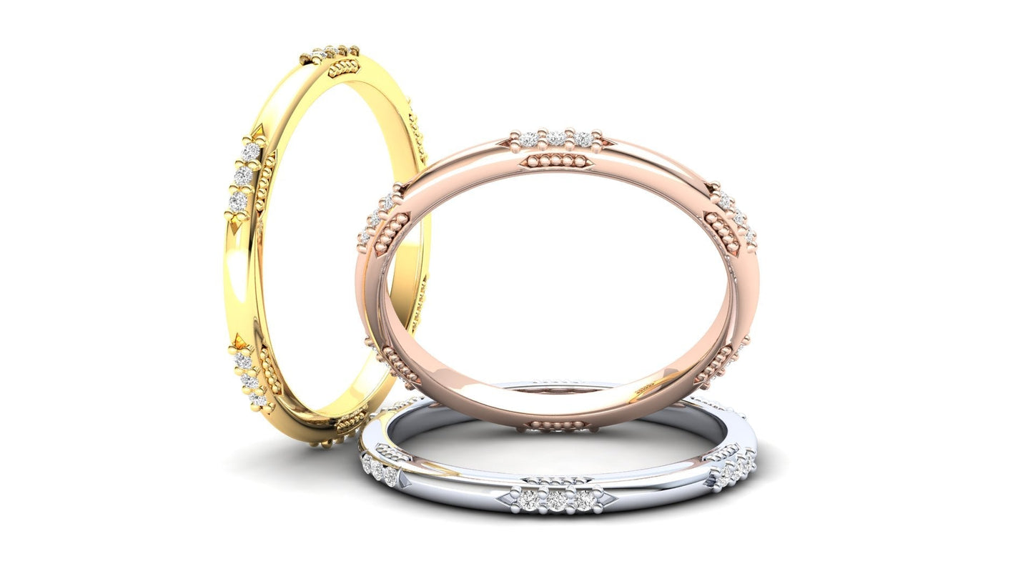Orchid Eternity Ring: 9ct Yellow Gold with White Stones