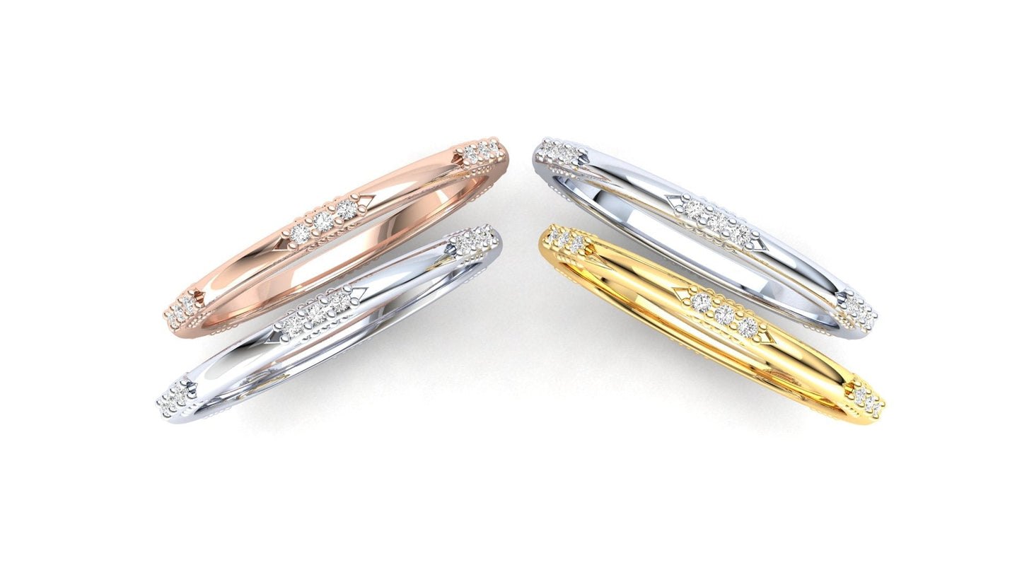 Orchid Eternity Ring: 9ct Yellow Gold with White Stones