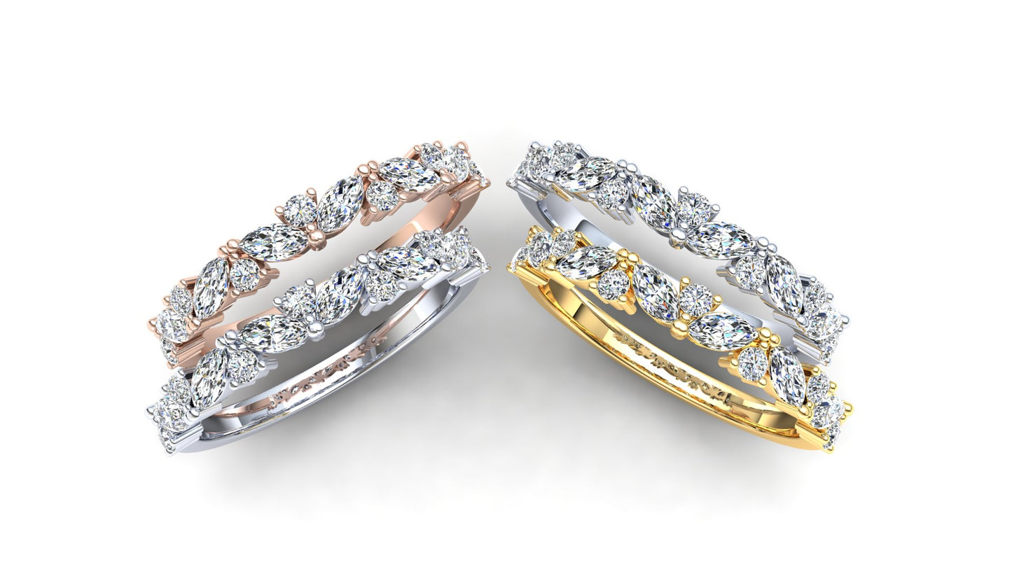 Violet Eternity Ring: 925 Silver with White Stones