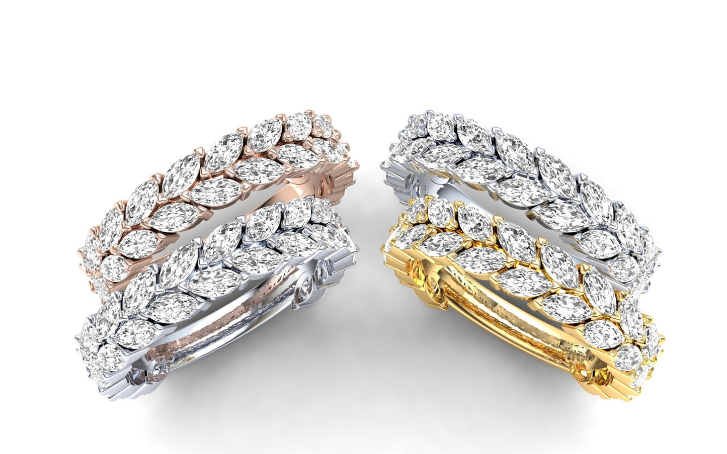 Tulip Eternity Ring: 925 Silver with White Stones