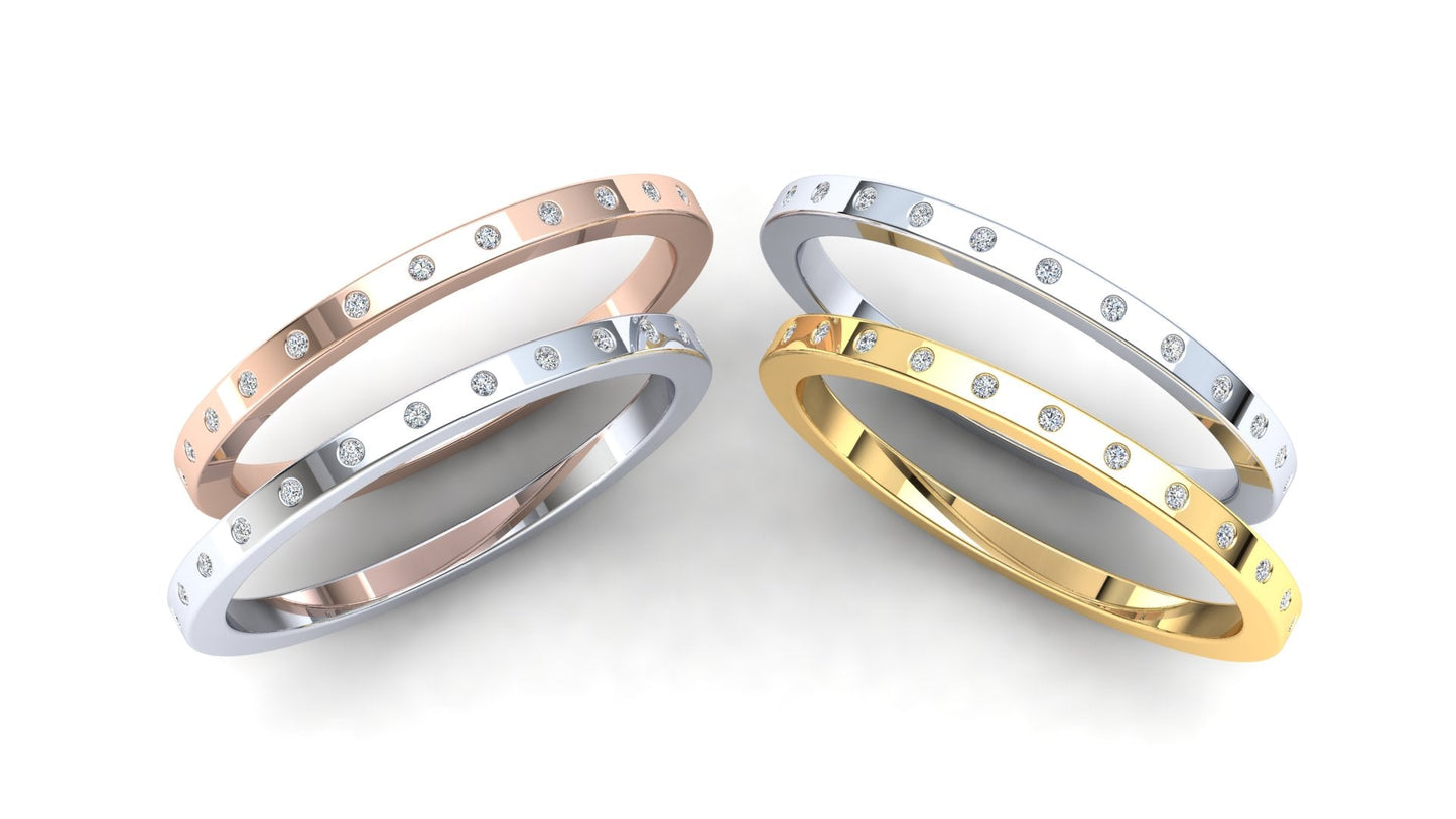 Petunia Eternity Ring: 9ct Rose Gold with White Stones