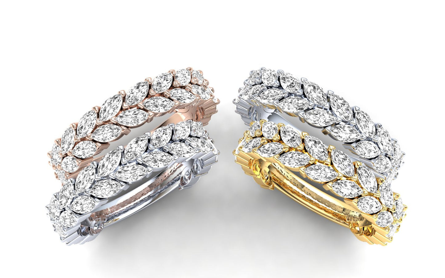 Tulip Eternity Ring: 9ct Yellow Gold with White Stones