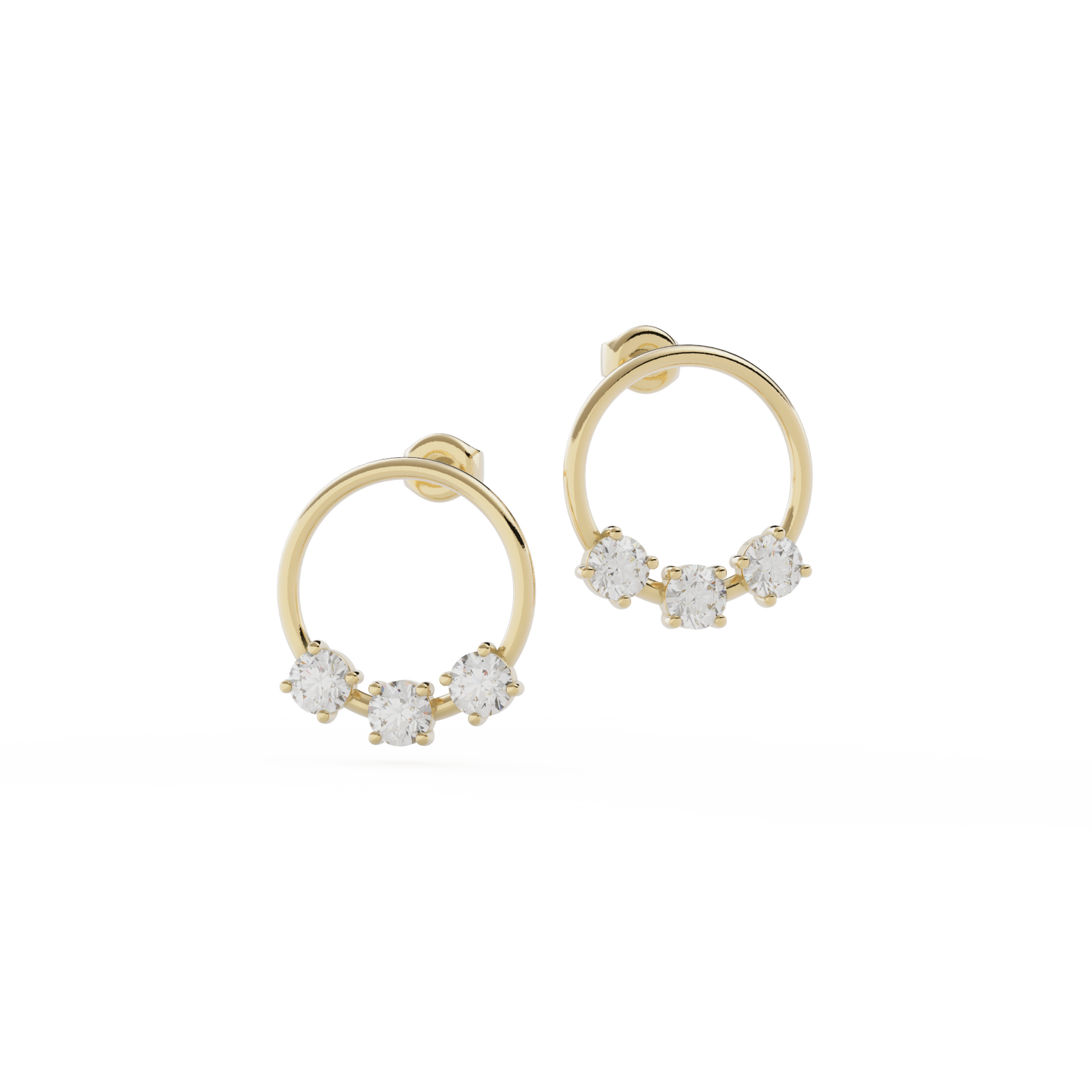 Reverie Earrings: 9ct Yellow Gold with White Stones