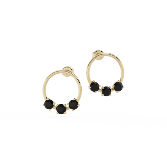 9ct Gold Reverie Earrings - Black