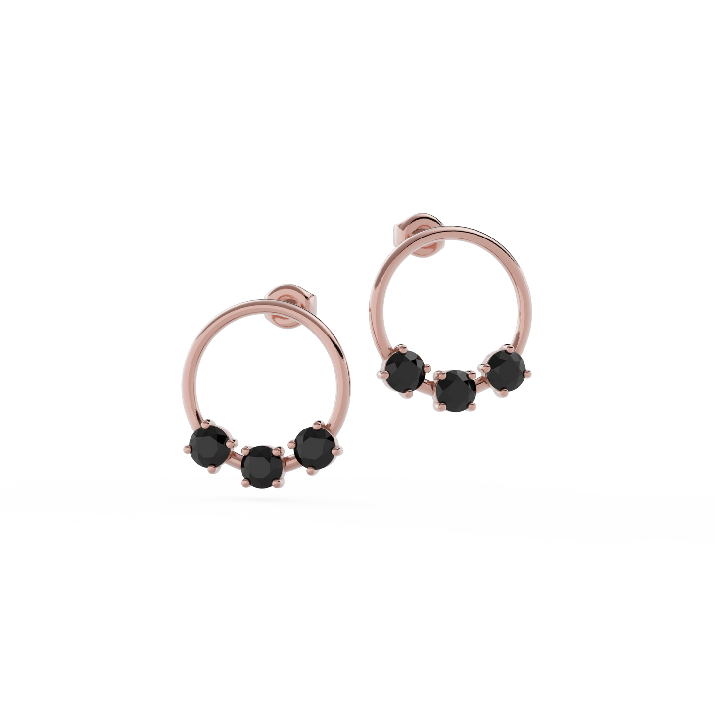 Reverie Earrings: 9ct Rose Gold with Black Stones