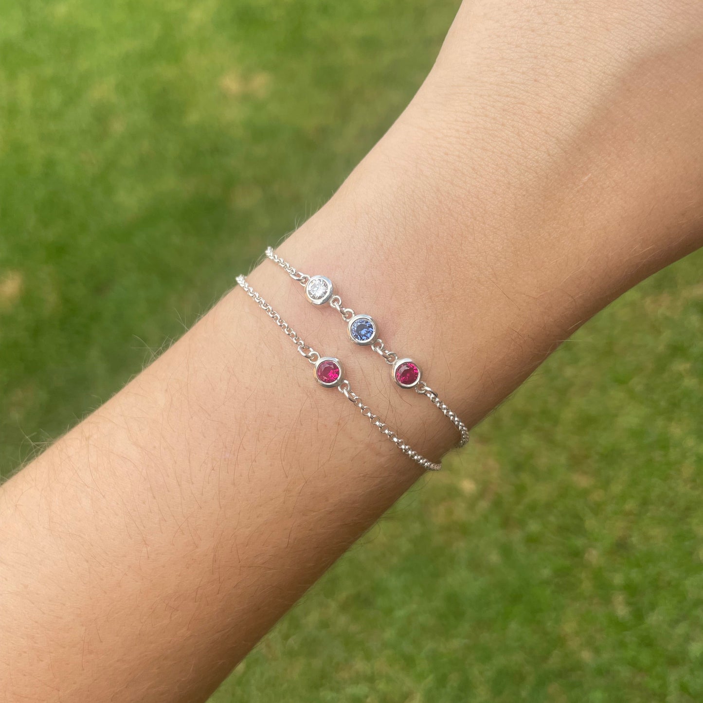 Silver 4mm Birthstone Bracelet