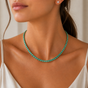 Moissanite Tennis Necklace - Cyan Green