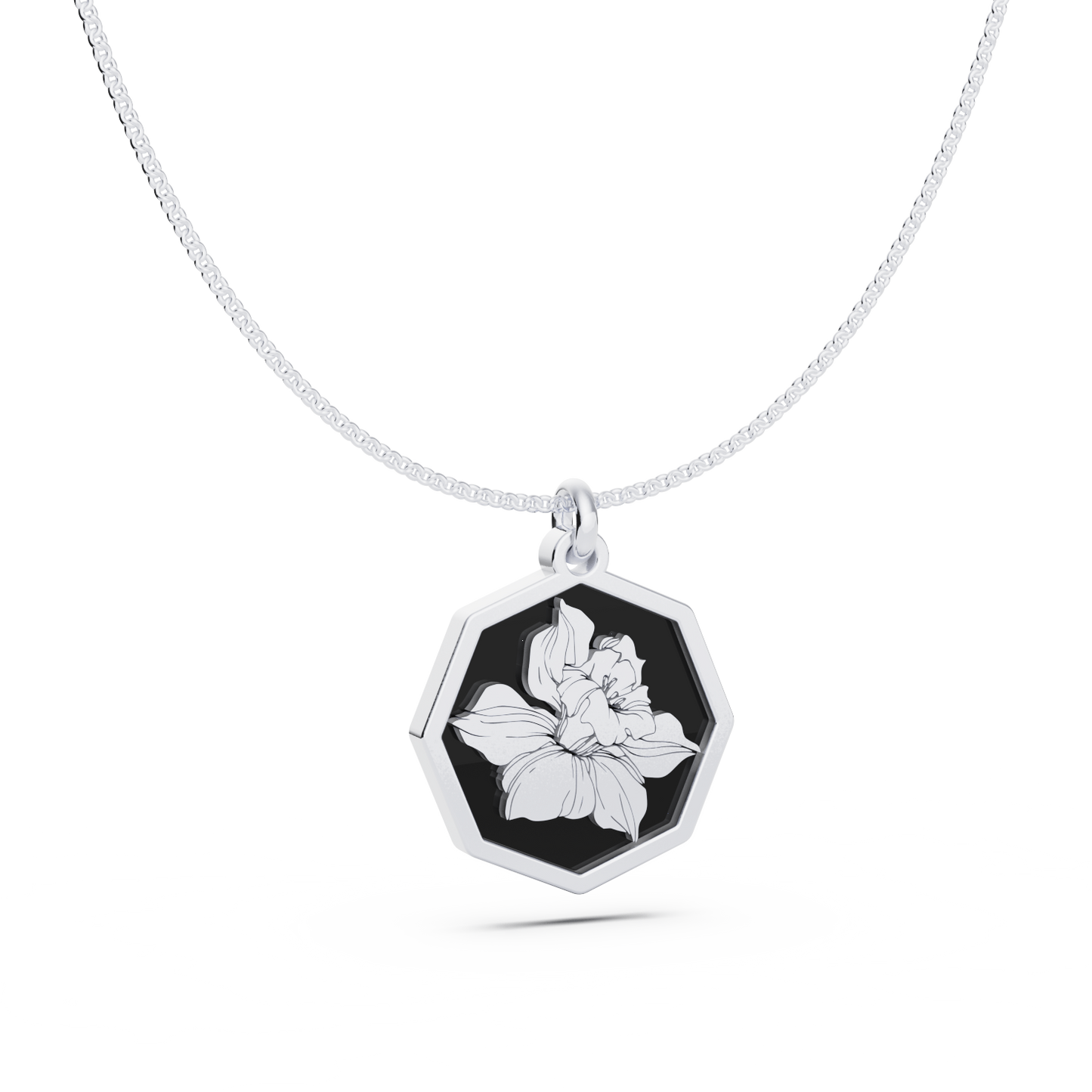 Octagon Birth Flower Necklace