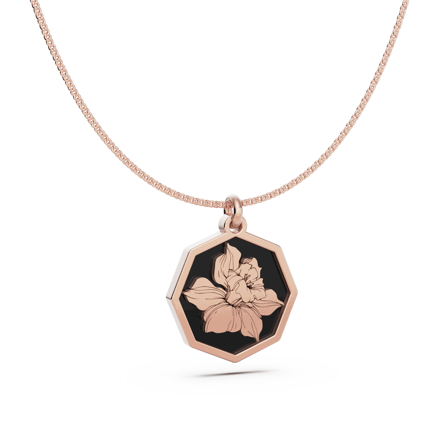 Octagon Birth Flower Necklace