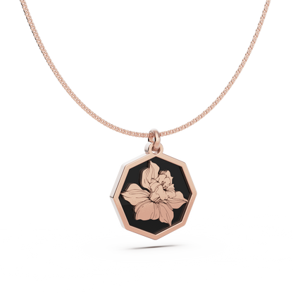 Octagon Birth Flower Necklace