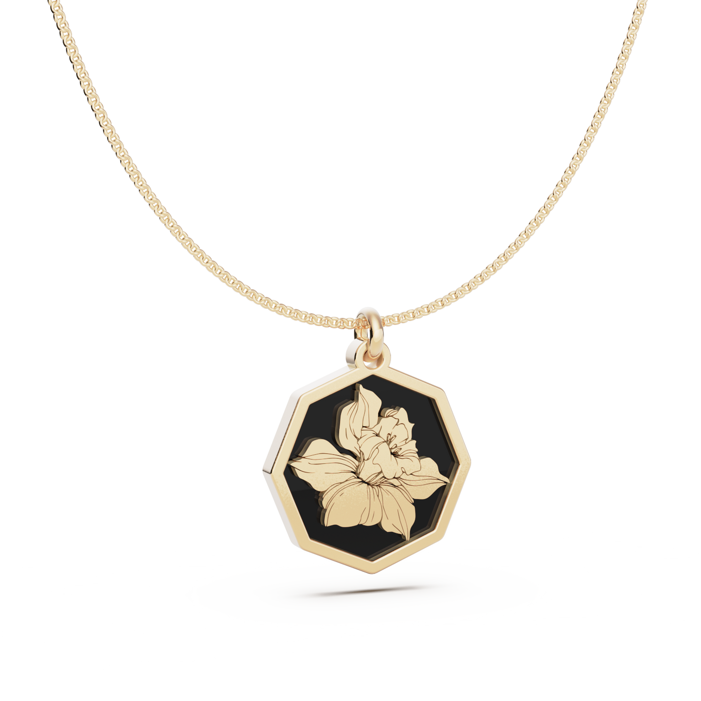 Octagon Birth Flower Necklace