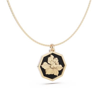 Octagon Birth Flower Necklace