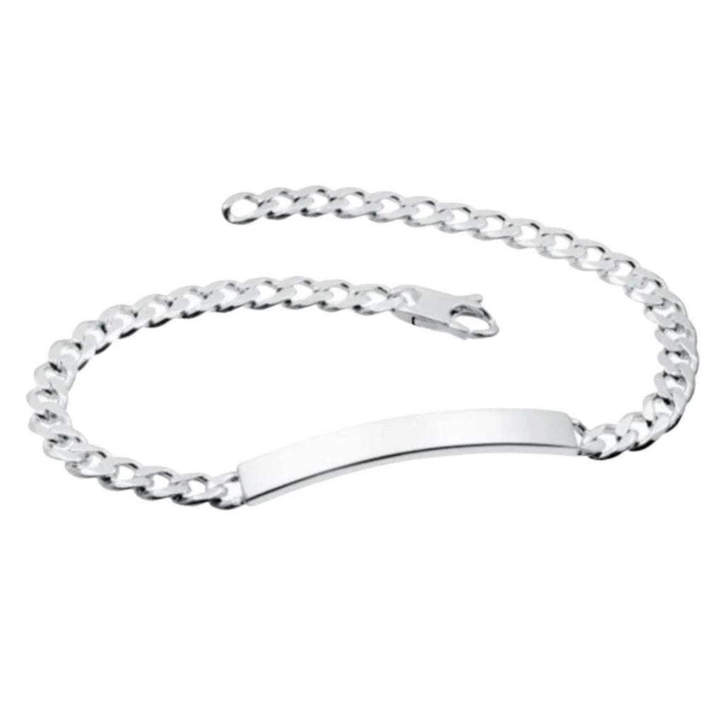Curb 150 ID Essential Link Bracelet (6.9mm)- Sterling Silver