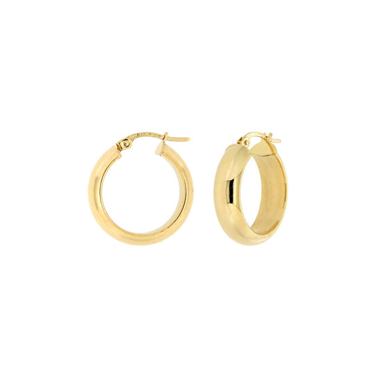 9ct Yellow Gold D-Shape Flat Hoop Earrings