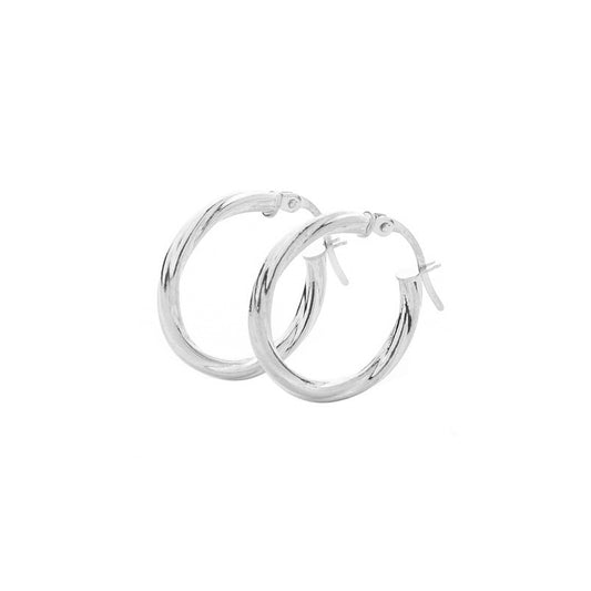 9ct White Gold Twisted Hoop Earrings