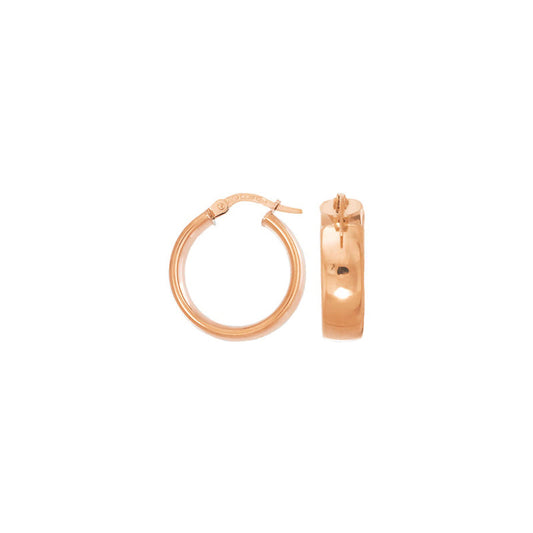 9ct Rose Gold D-Shape Hoop Earrings