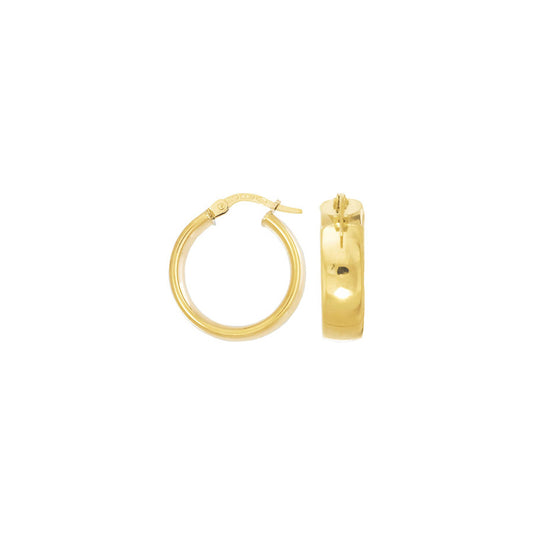 9ct Yellow Gold D-Shape Hoop Earrings