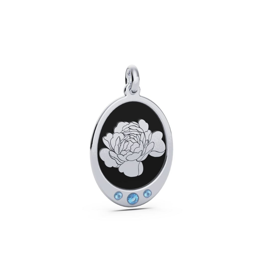 Oval Birth Flower Necklace with Birthstones