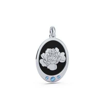 Oval Birth Flower Necklace with Birthstones