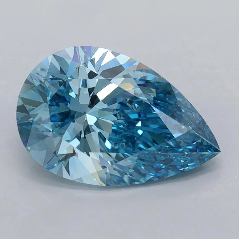 2.00ct Pear Lab Grown Diamond (Colour Fancy Vivid Blue, Clarity VVS2, IGI Certified)