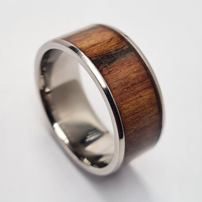 Men's Wedding Band: Titanium with KOA bamboo and resin inlay