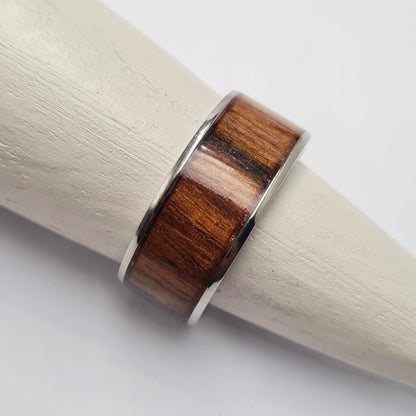 Men's Wedding Band: Titanium with KOA bamboo and resin inlay