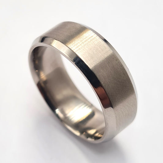 Men's Wedding Band: Titanium with bevels