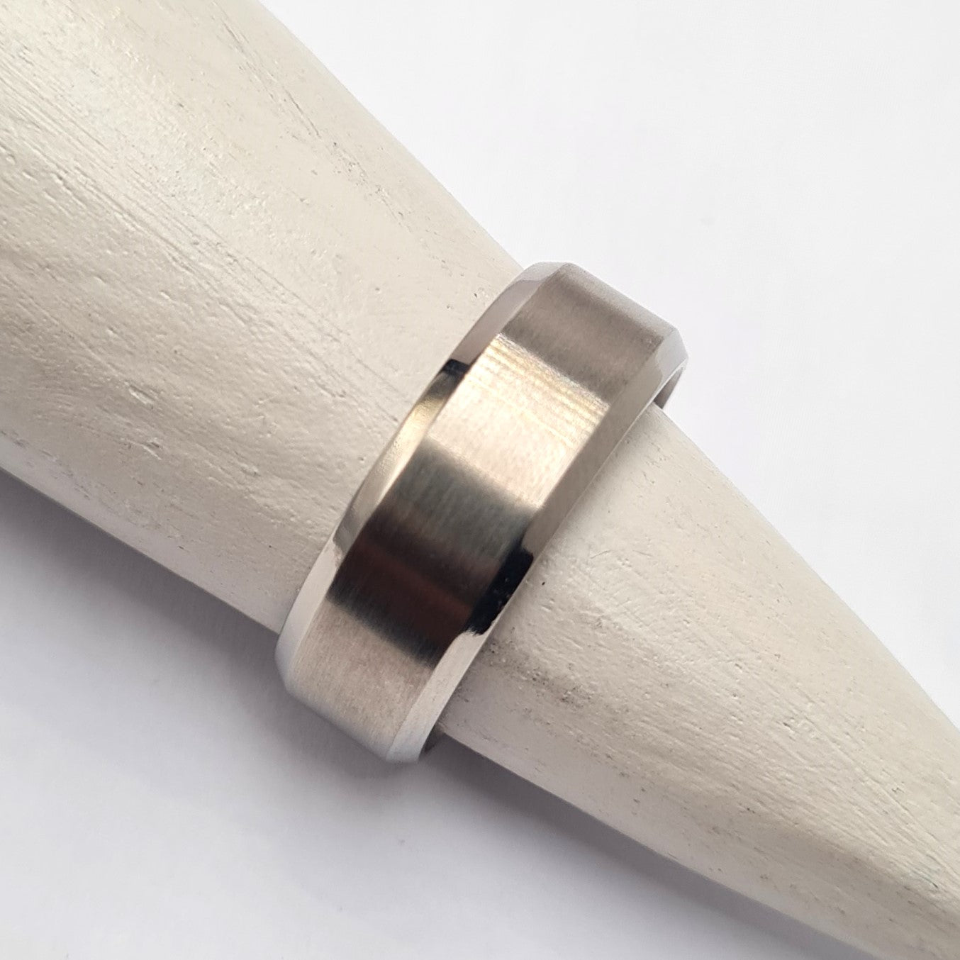 Men's Wedding Band: Titanium with bevels