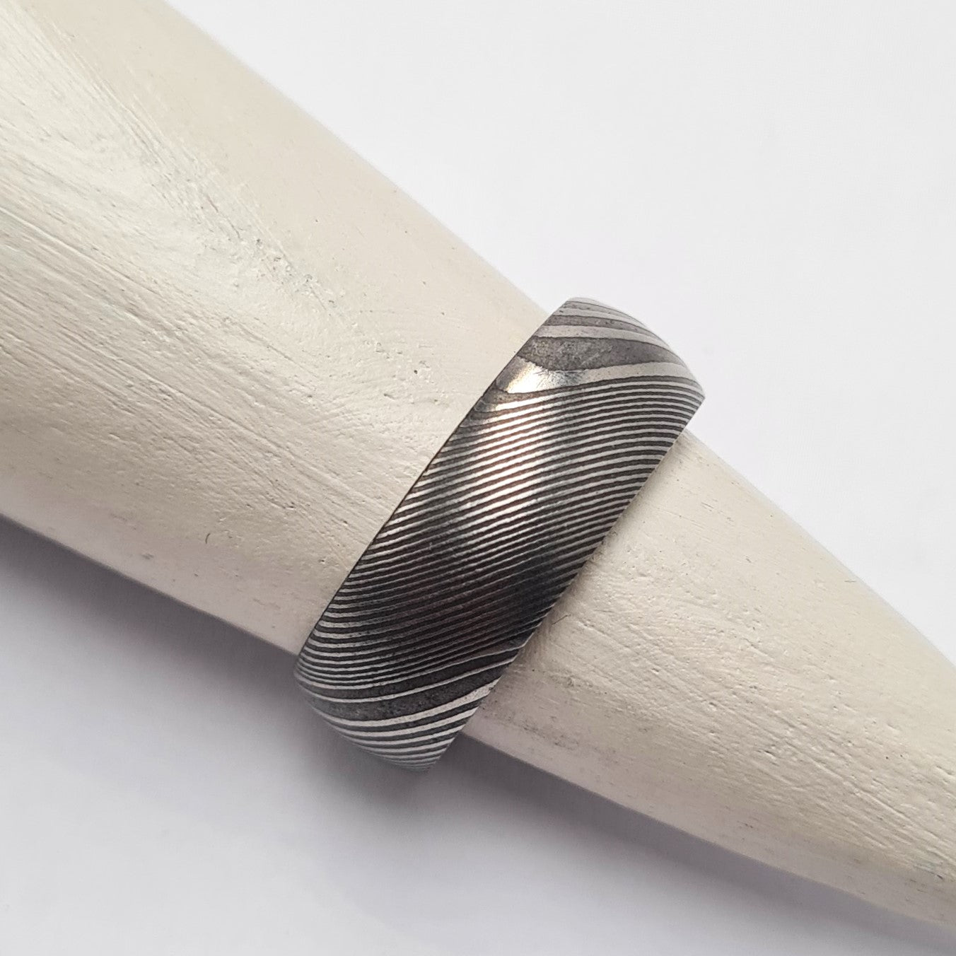 Men's Wedding Band: Carbon Damascus with Titanium sleeve