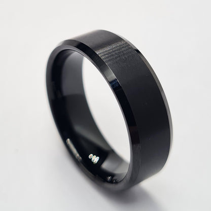 Men's Wedding Band: Tungsten with bevels