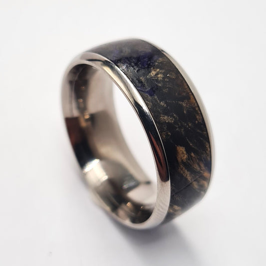 Men's Wedding Band: Titanium with resin infused wood