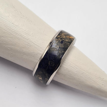 Men's Wedding Band: Titanium with resin infused wood