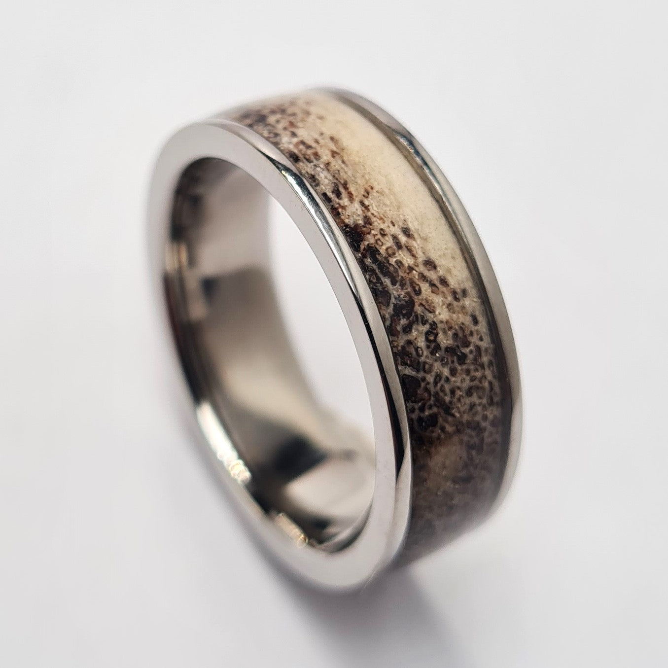 Men's Wedding Band: Titanium with Antler inlay