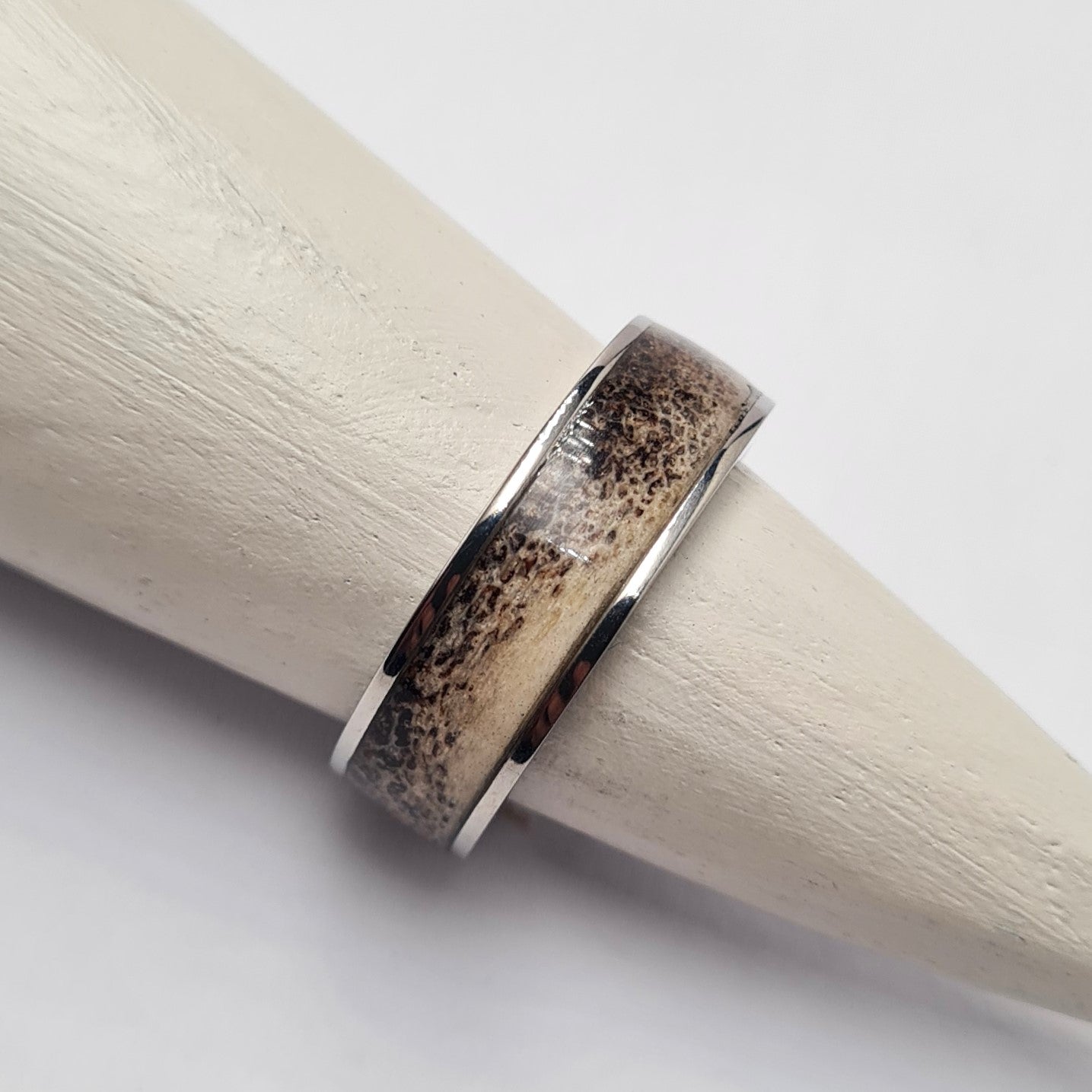 Men's Wedding Band: Titanium with Antler inlay