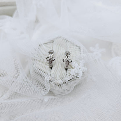 Fleur-de-lis Cubic Huggie Hoop Earrings