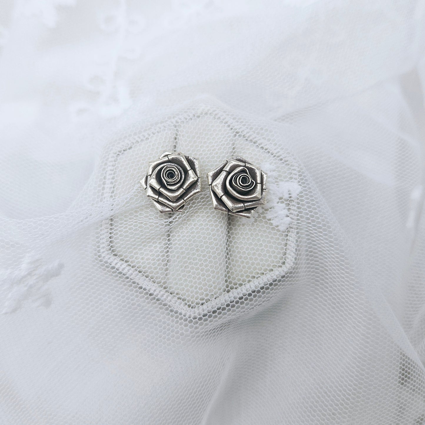 Handmade Tribal Rose Stud Earrings