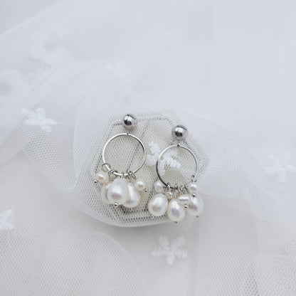 Cluster Pearl Hanging Earrings