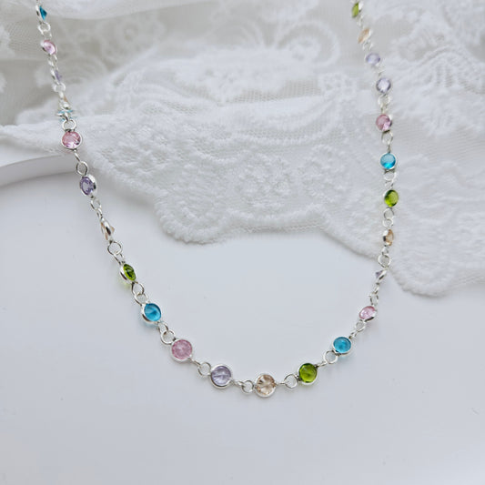 Pastel Multi-Coloured Cubic Necklace