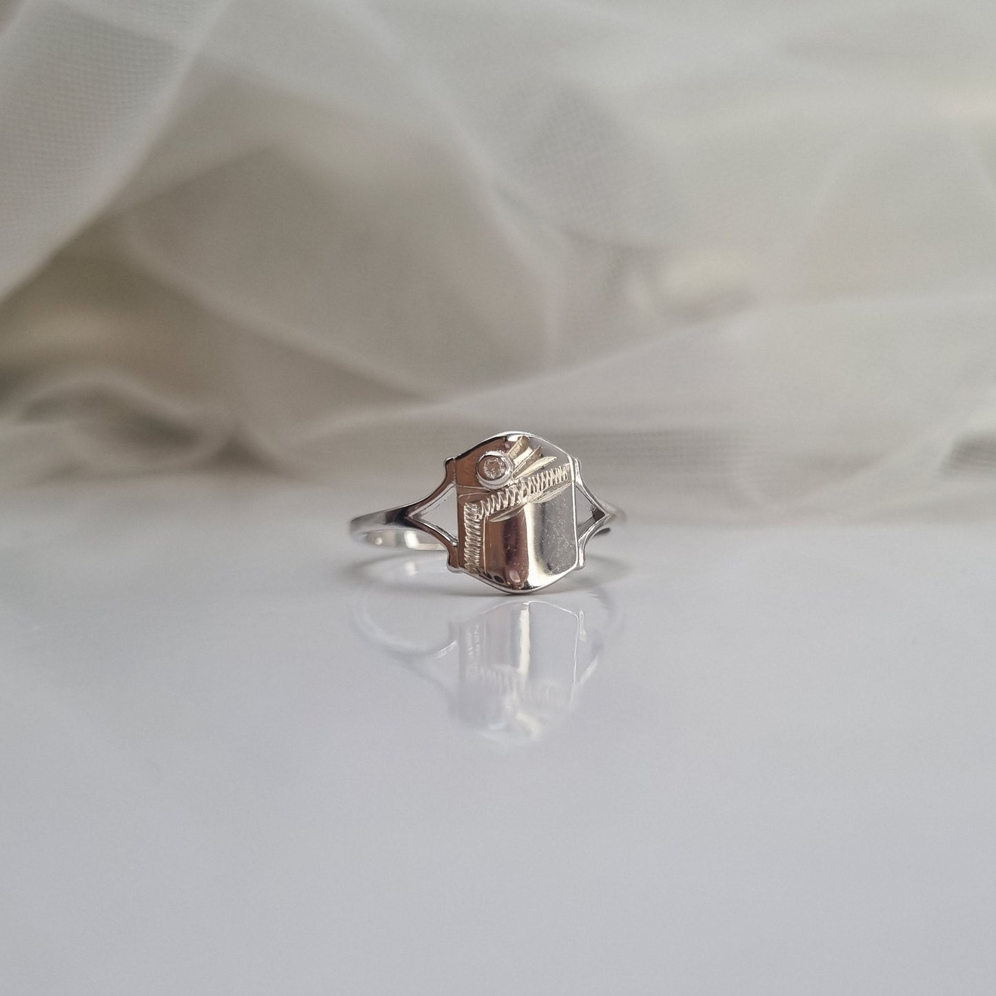 Shield Signet Ring with Cubic Zirconia