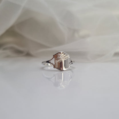 Shield Signet Ring with Cubic Zirconia