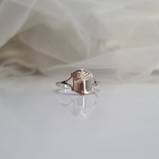 Shield Signet Ring with Cubic Zirconia