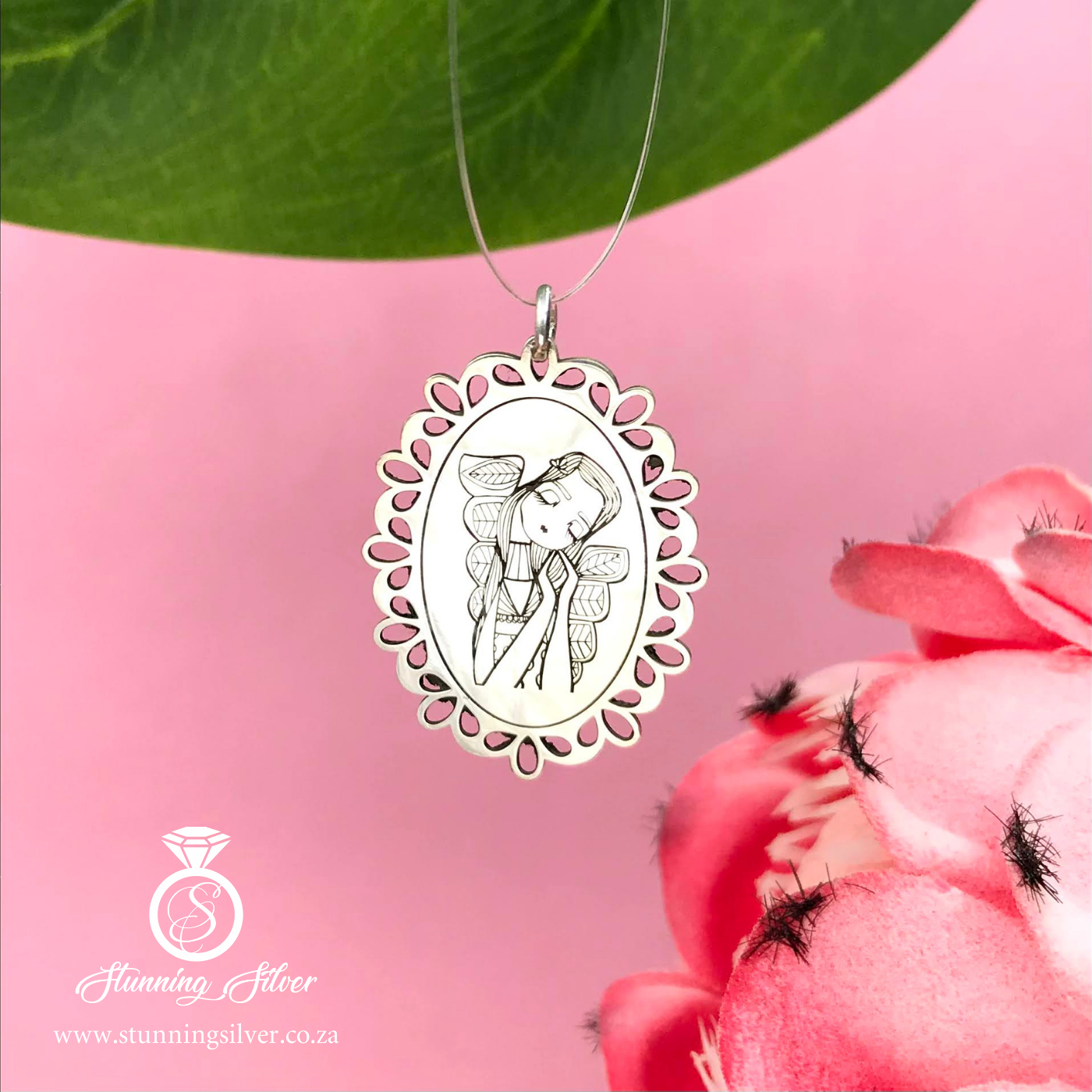 Angel of Hope Lace Border Pendant