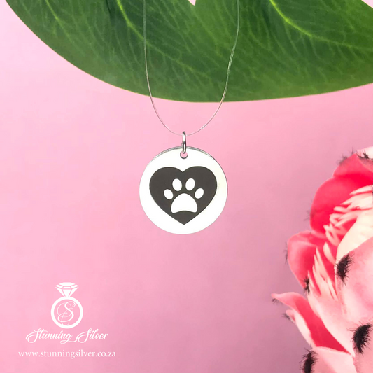 Heart with Dog Paw Pendant