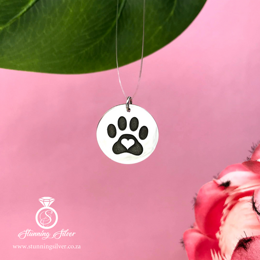 Paw Print with Heart Pendant