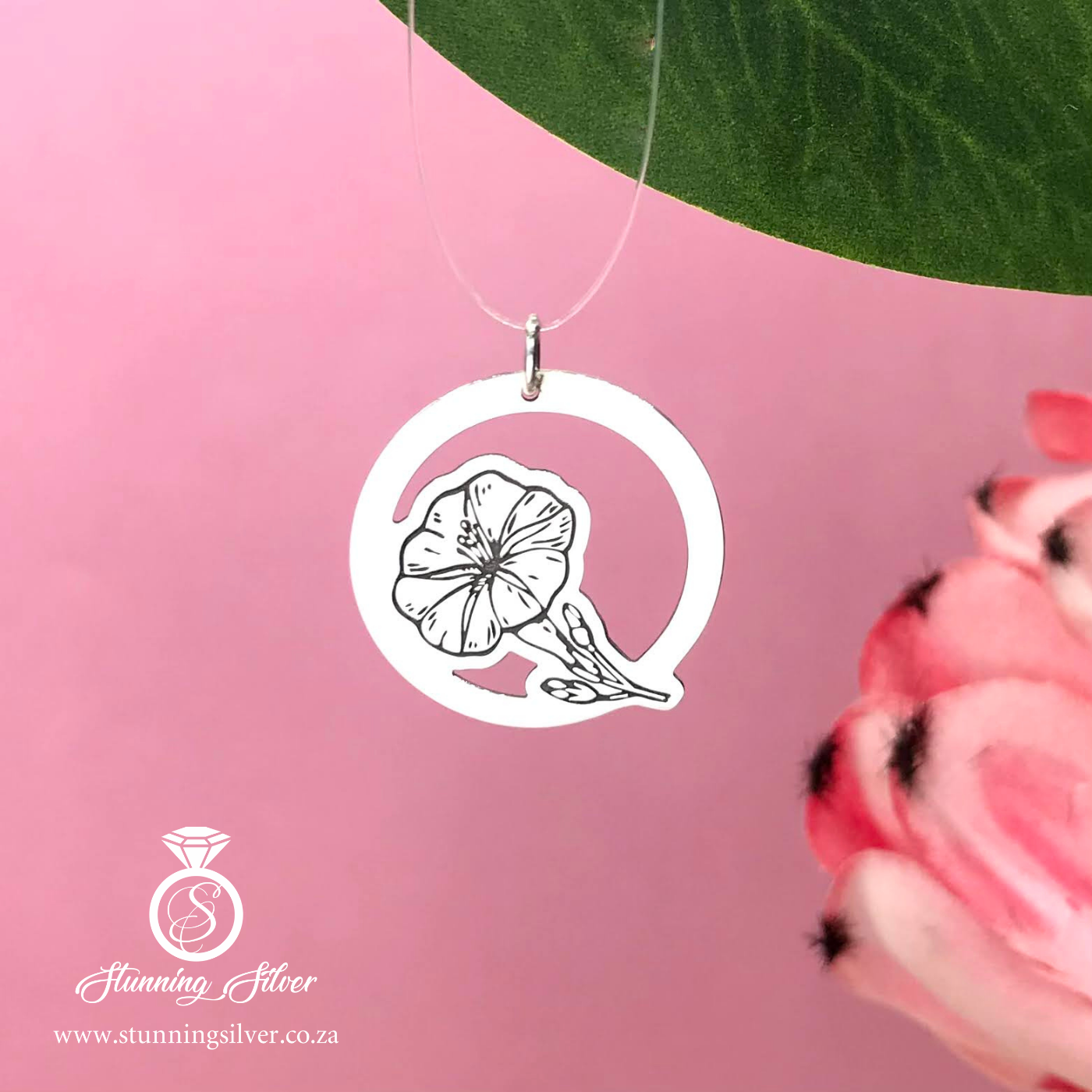 September Birth Flower Pendant - Stemmed Morning Glory