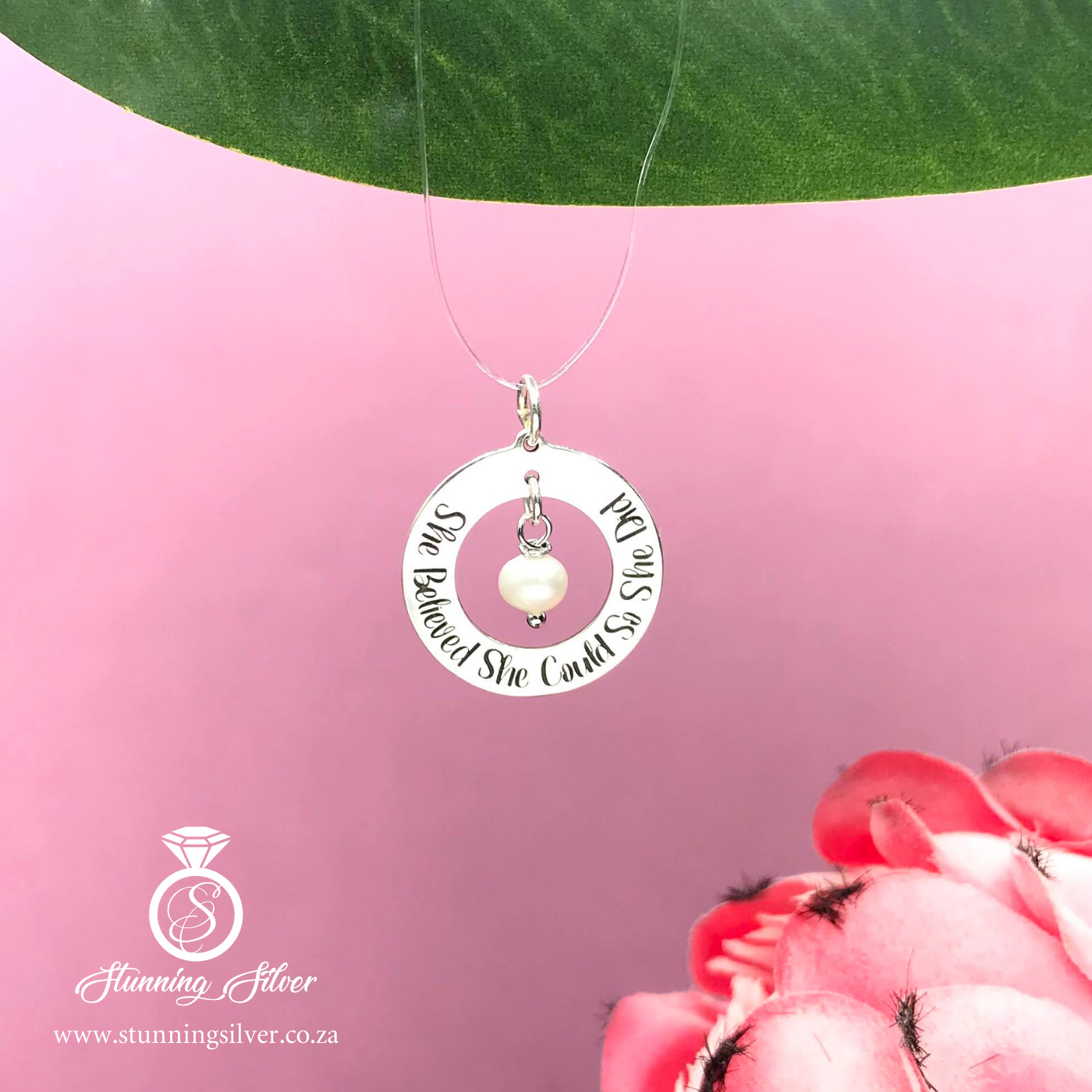 She Believed Pendant with Pearl