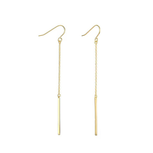 Hanging Gold Bar Earrings